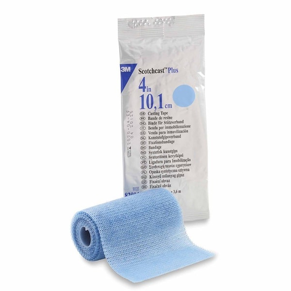 3M Scotchcast Cast Tape 4 Inch X 12 Foot Fiberglass / Resin Light Blue, 82004L - main